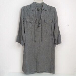 Tommy Bahama Linen Dress Womens XS Brown Roll Tab Lace-up‎ Bodice Summer casual